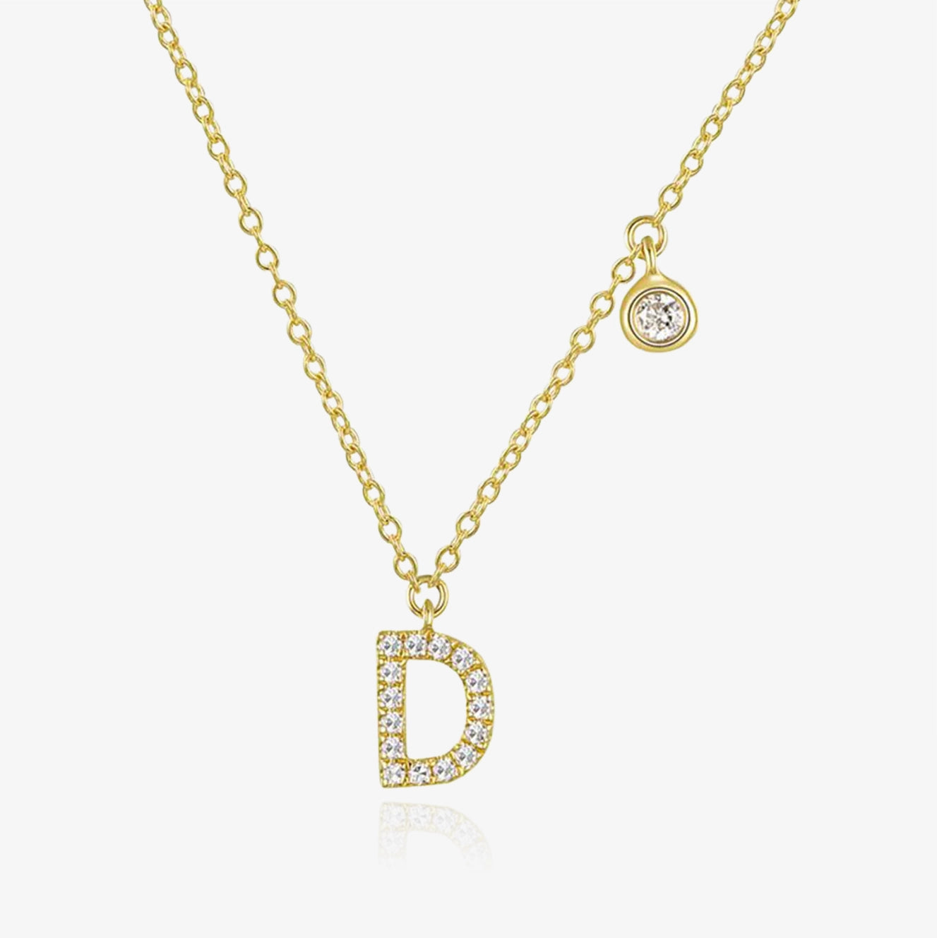 Diamond Initial And Bezel Necklace