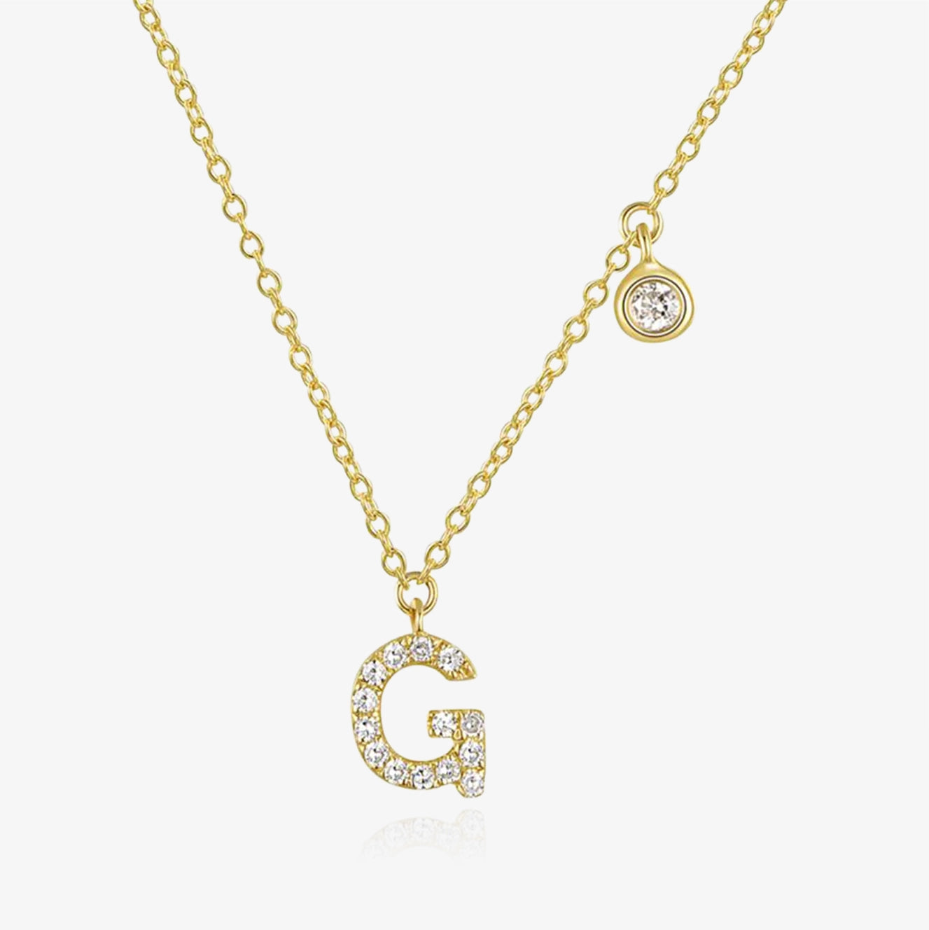 Diamond Initial And Bezel Necklace