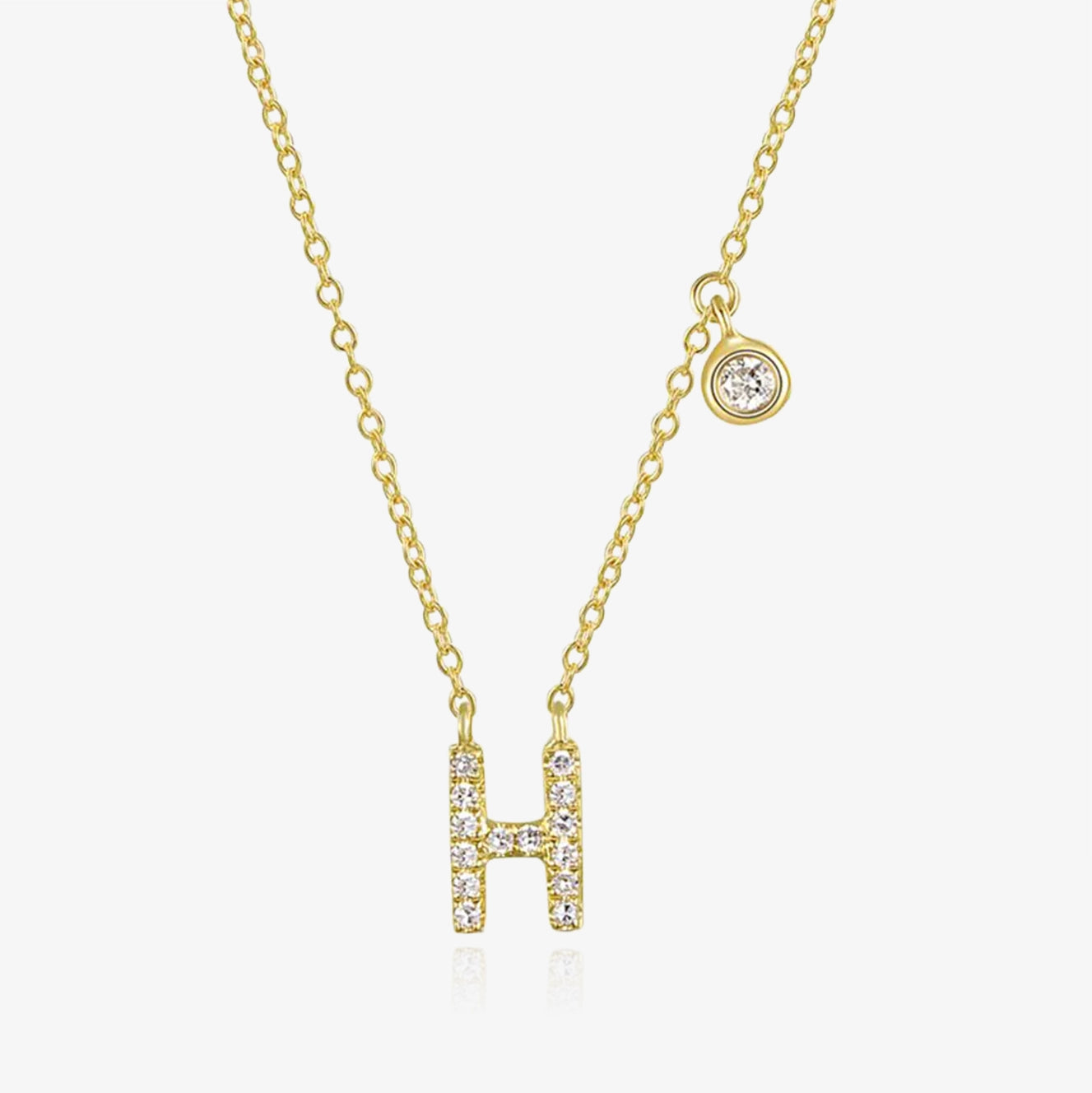 Diamond Initial And Bezel Necklace