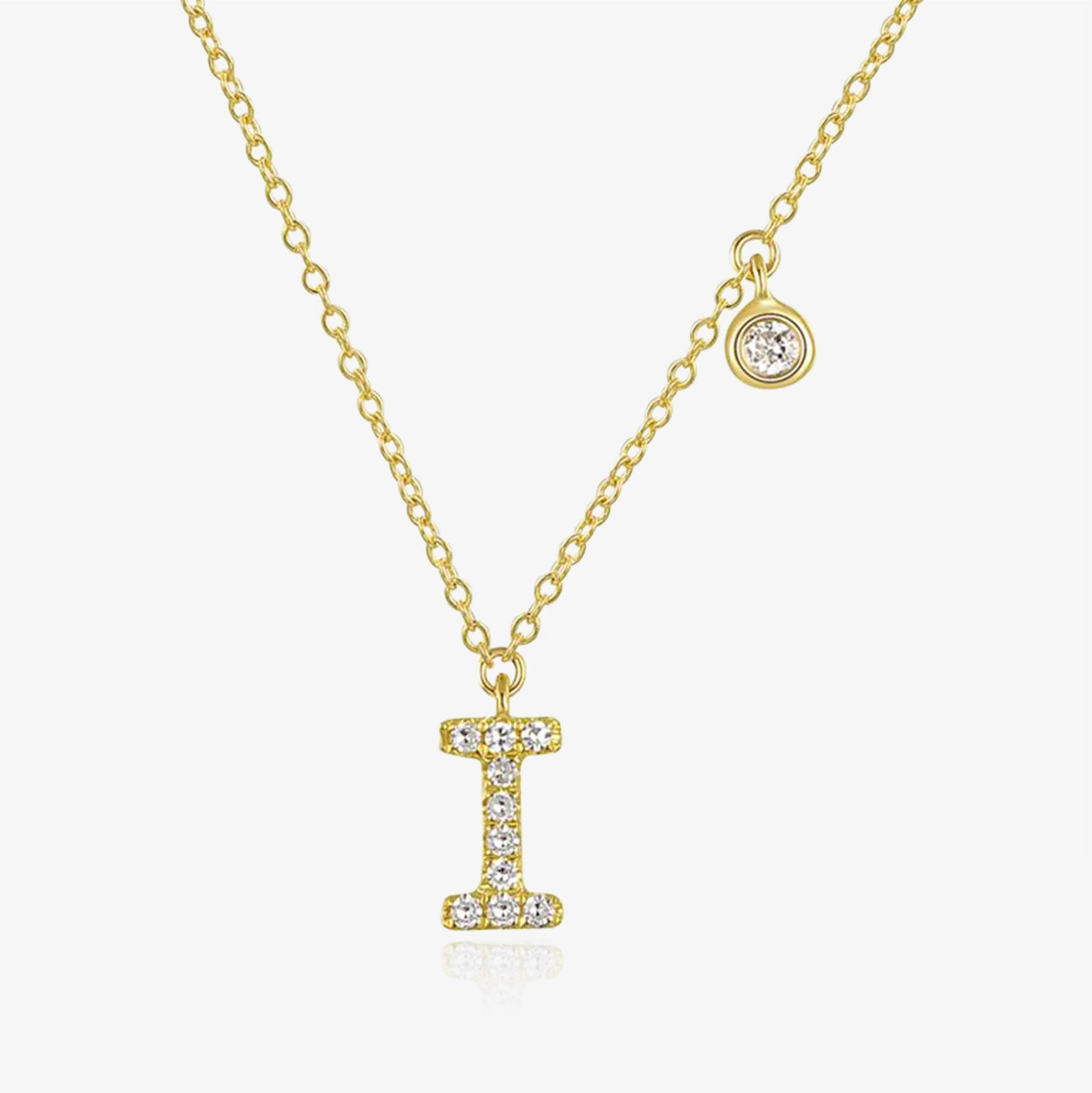 Diamond Initial And Bezel Necklace