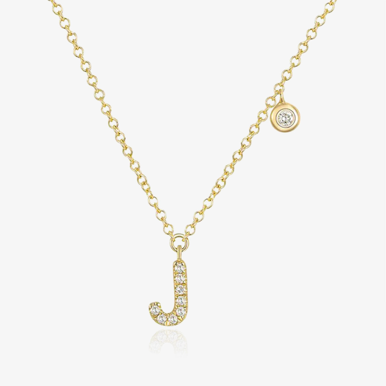 Diamond Initial And Bezel Necklace