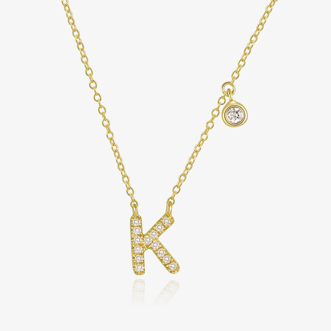 Diamond Initial And Bezel Necklace