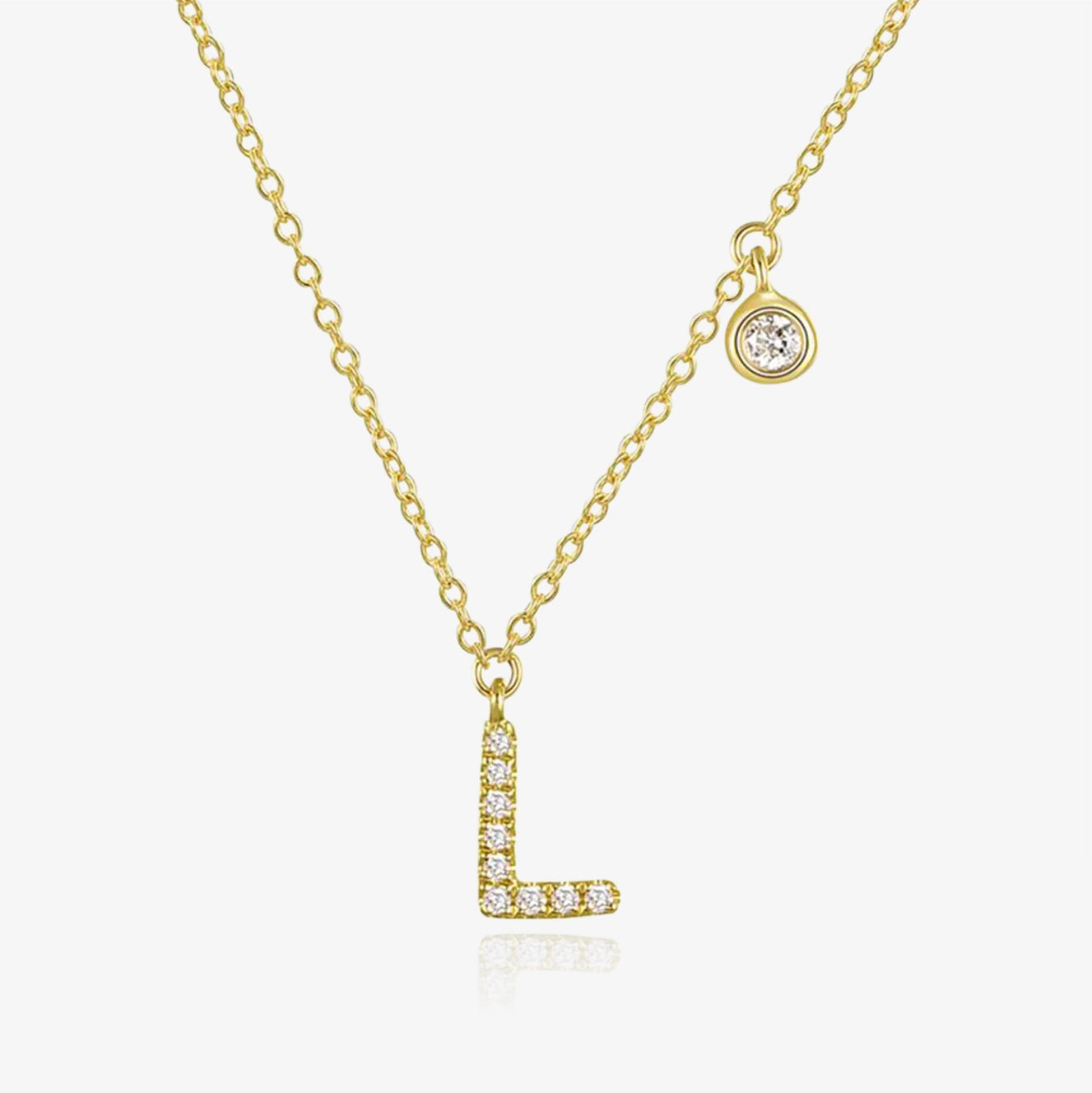 Diamond Initial And Bezel Necklace