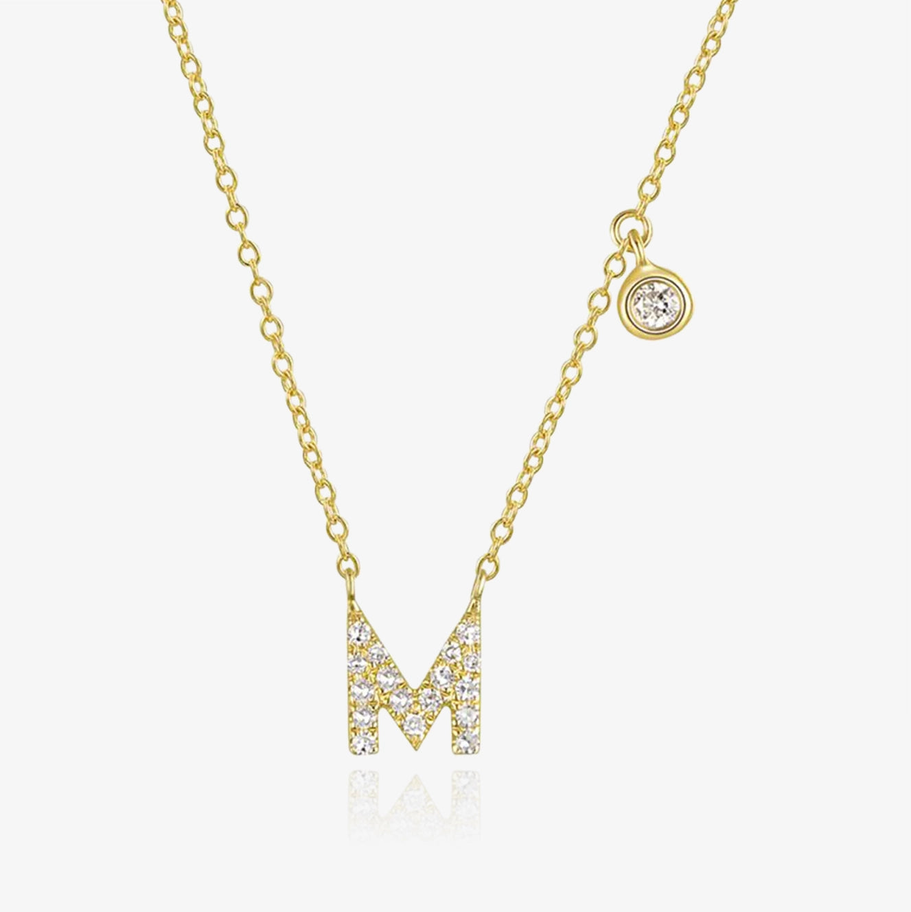 Diamond Initial And Bezel Necklace