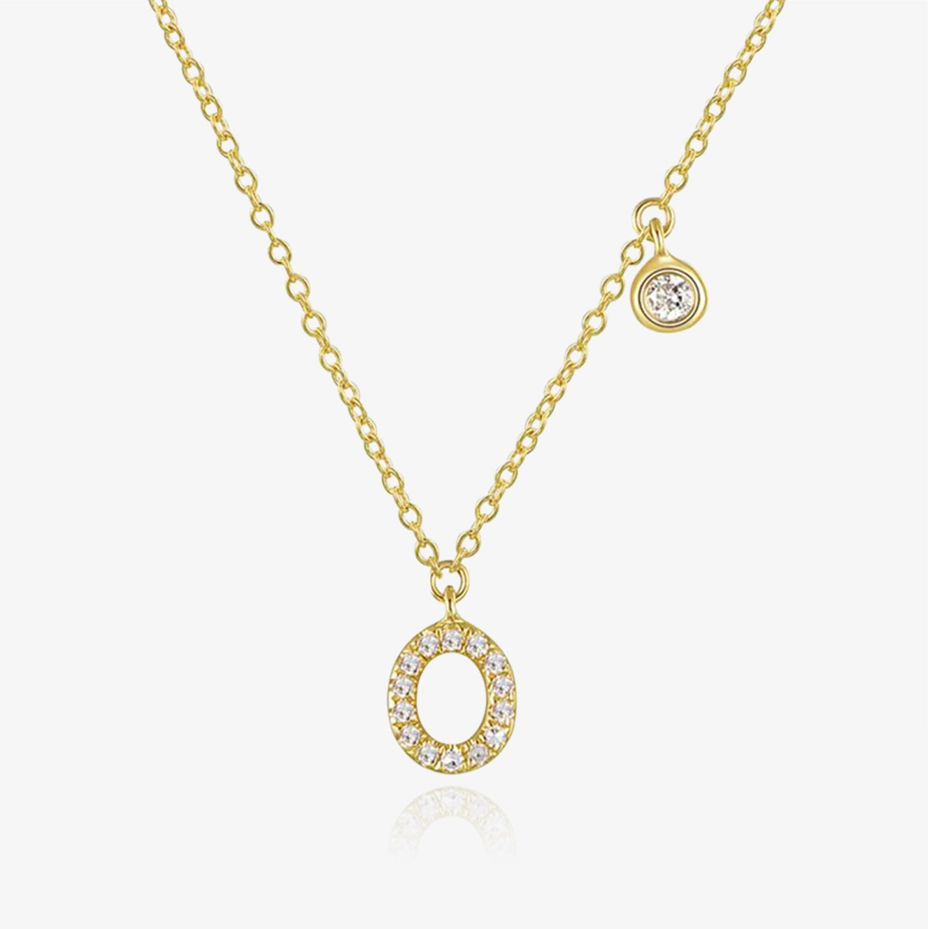 Diamond Initial And Bezel Necklace