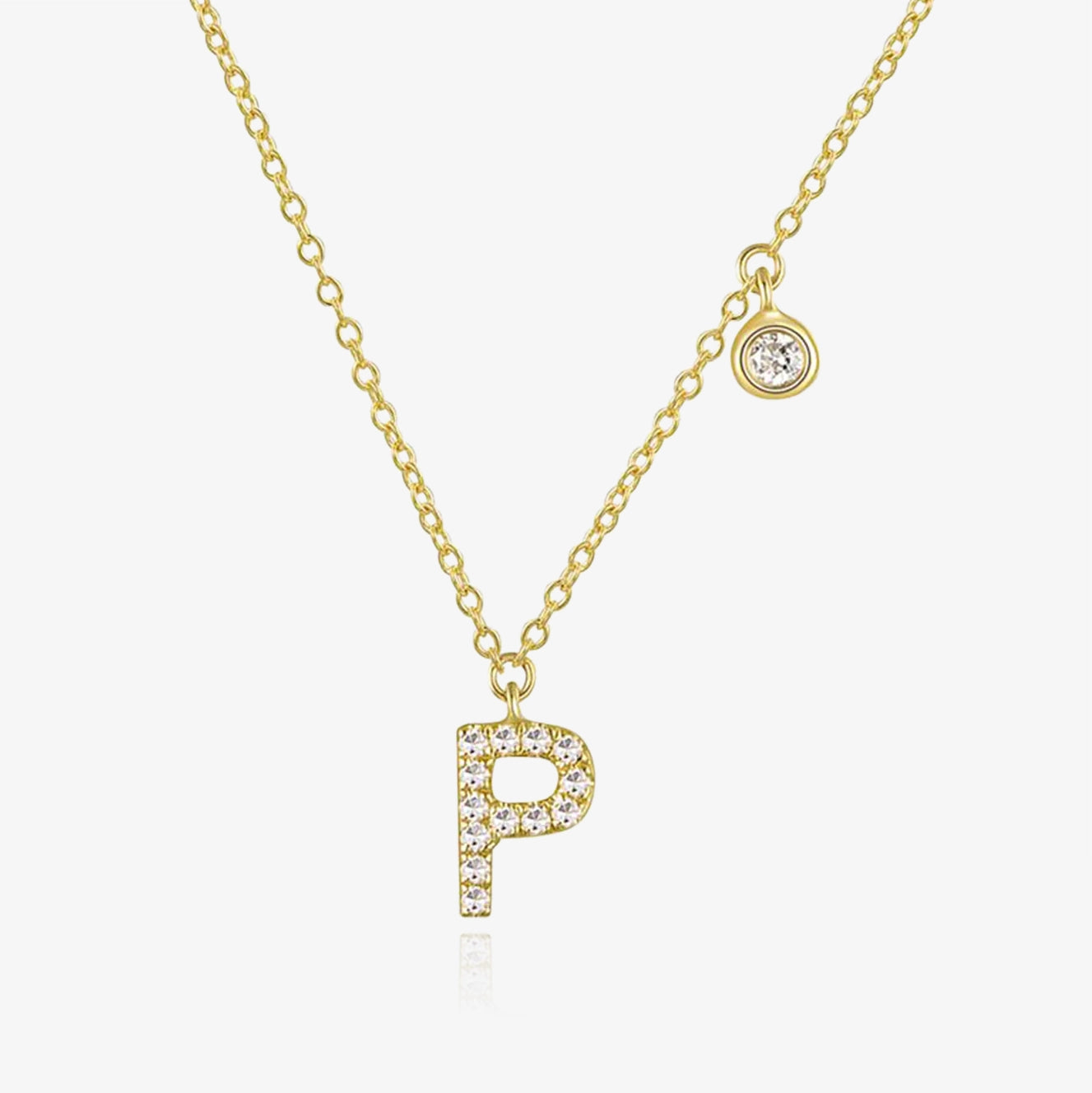 Diamond Initial And Bezel Necklace