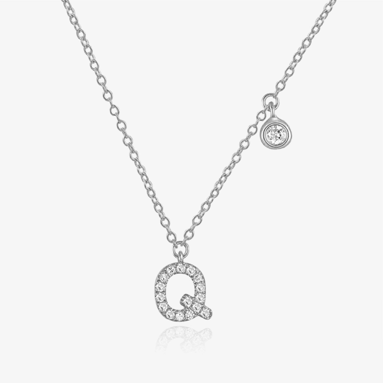 Diamond Initial And Bezel Necklace