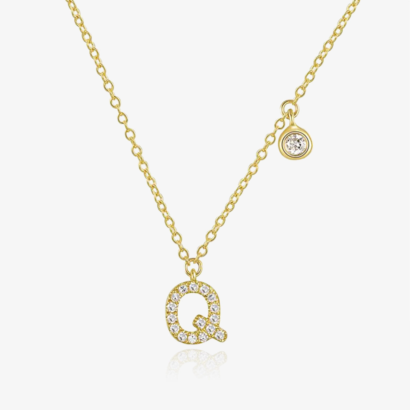 Diamond Initial And Bezel Necklace
