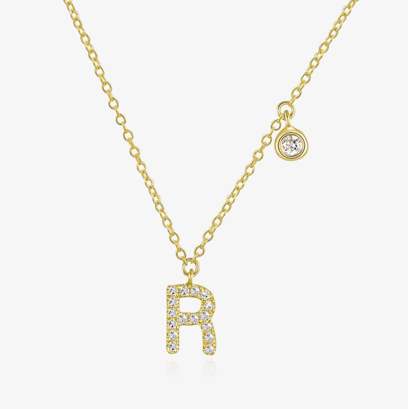 Diamond Initial And Bezel Necklace