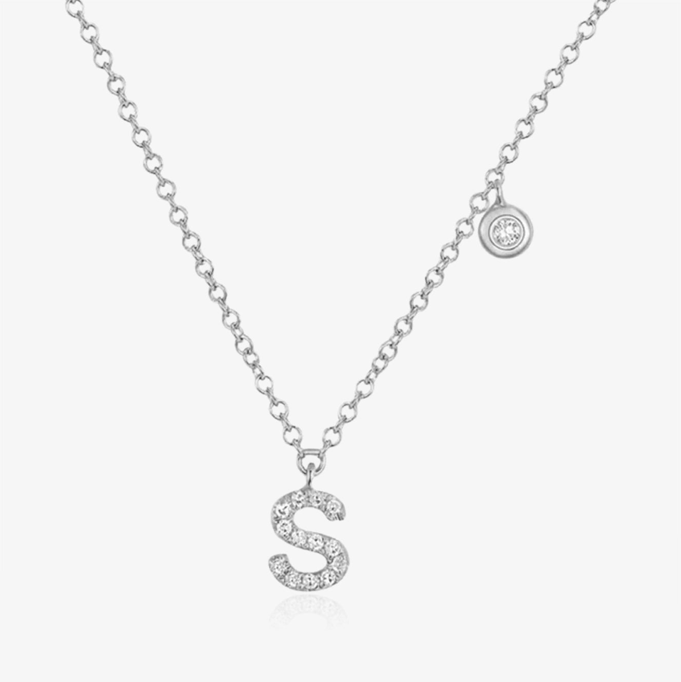 Diamond Initial And Bezel Necklace
