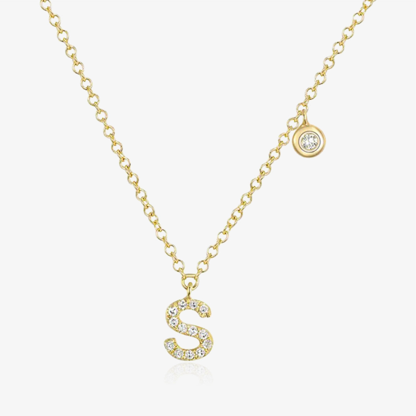 Diamond Initial And Bezel Necklace