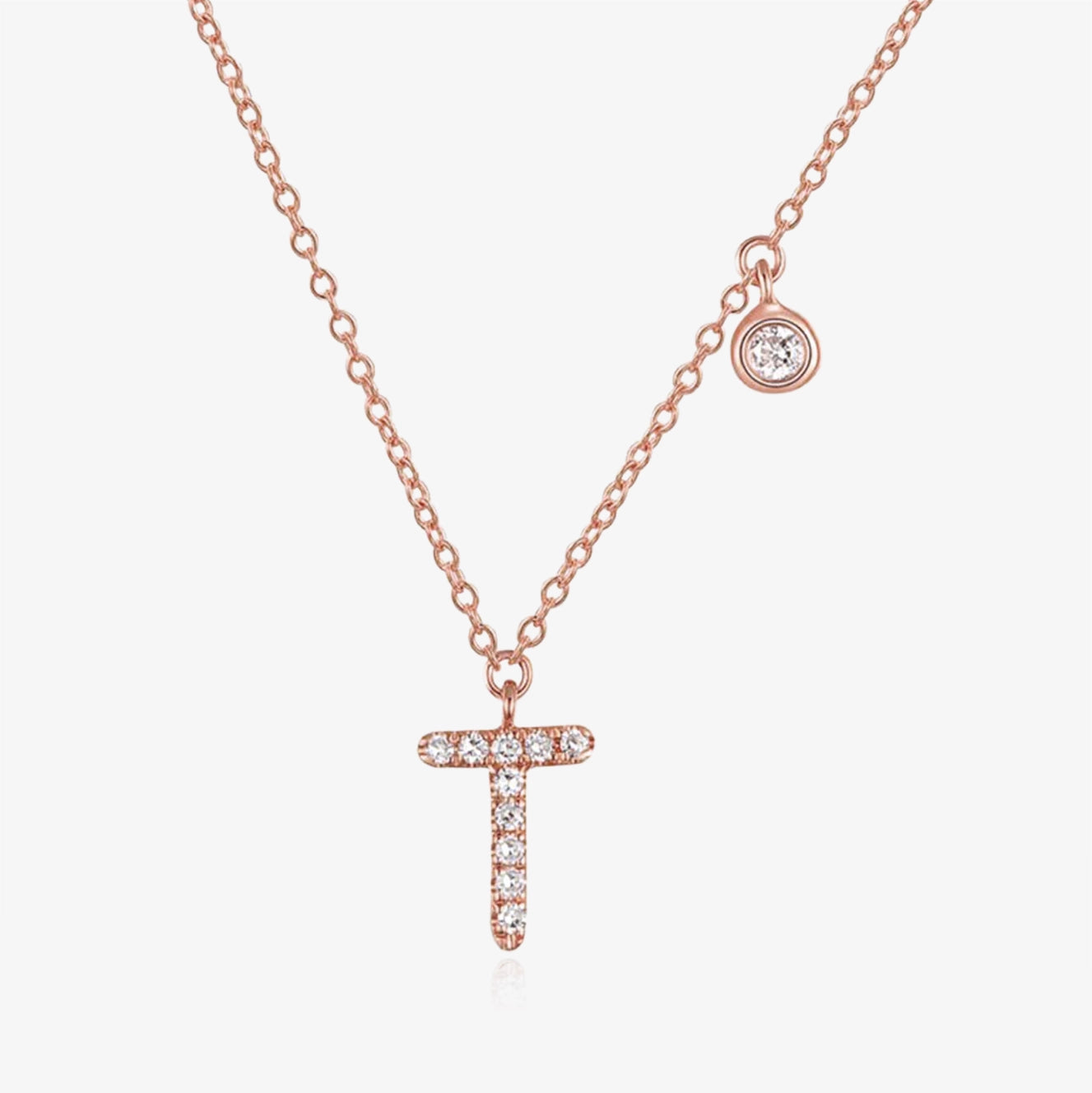 Diamond Initial And Bezel Necklace