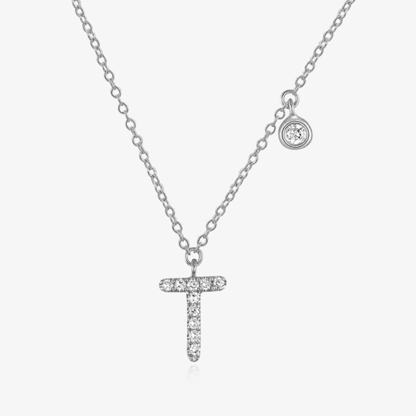 Diamond Initial And Bezel Necklace