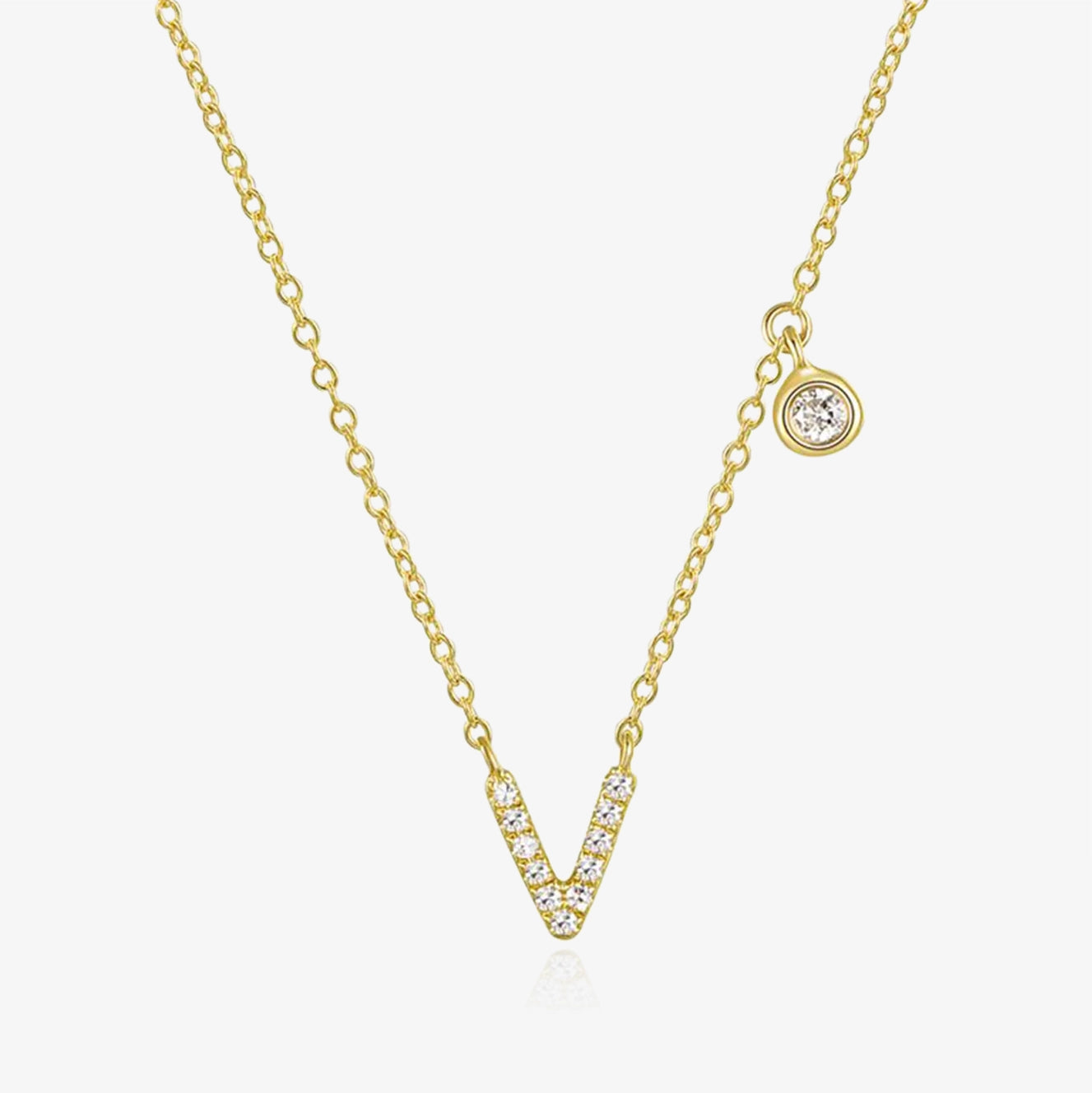 Diamond Initial And Bezel Necklace