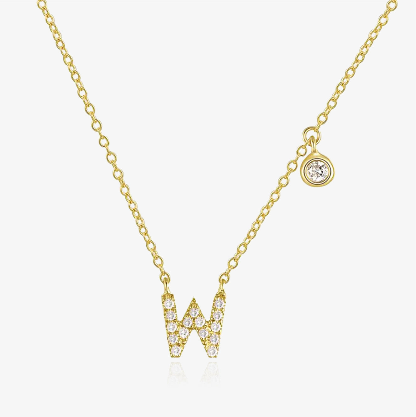 Diamond Initial And Bezel Necklace