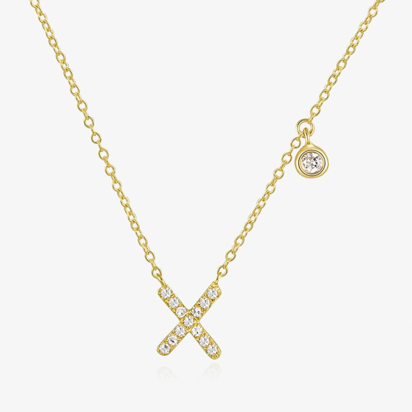 Diamond Initial And Bezel Necklace