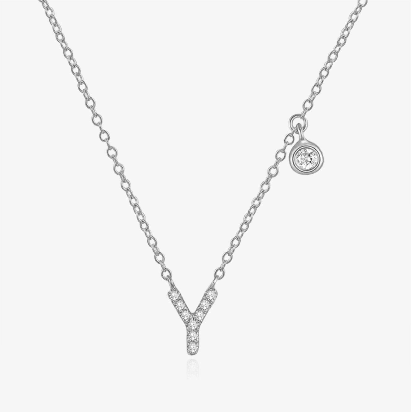 Diamond Initial And Bezel Necklace