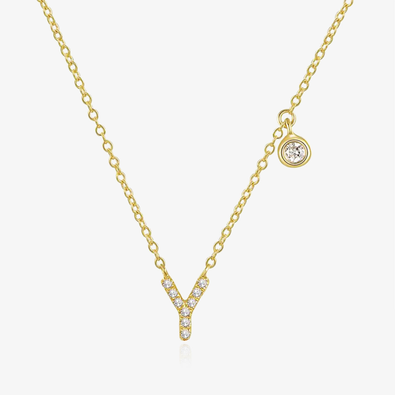 Diamond Initial And Bezel Necklace