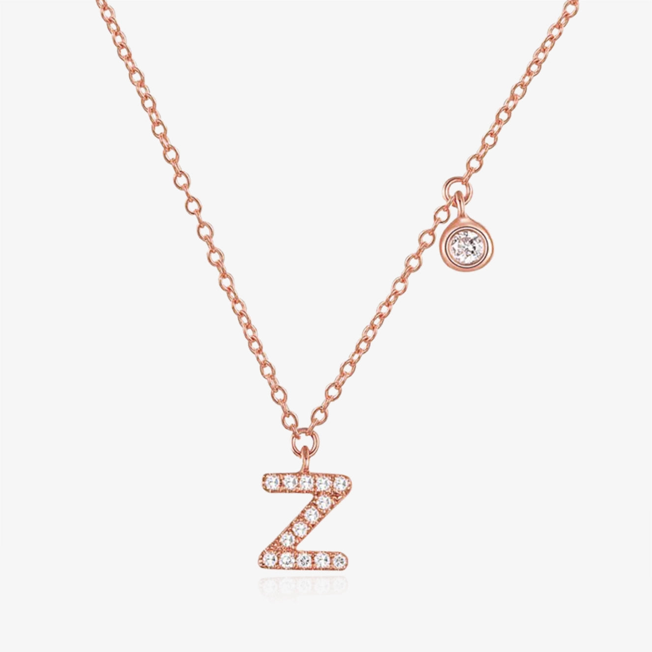 Diamond Initial And Bezel Necklace