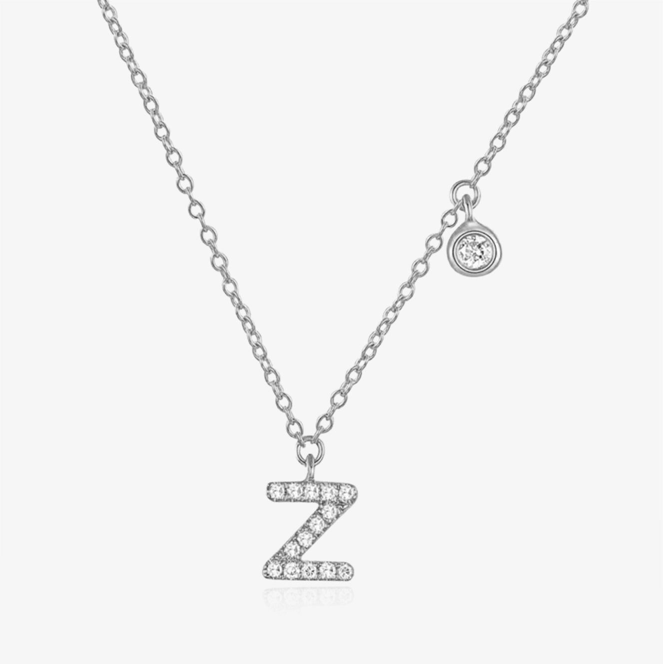 Diamond Initial And Bezel Necklace