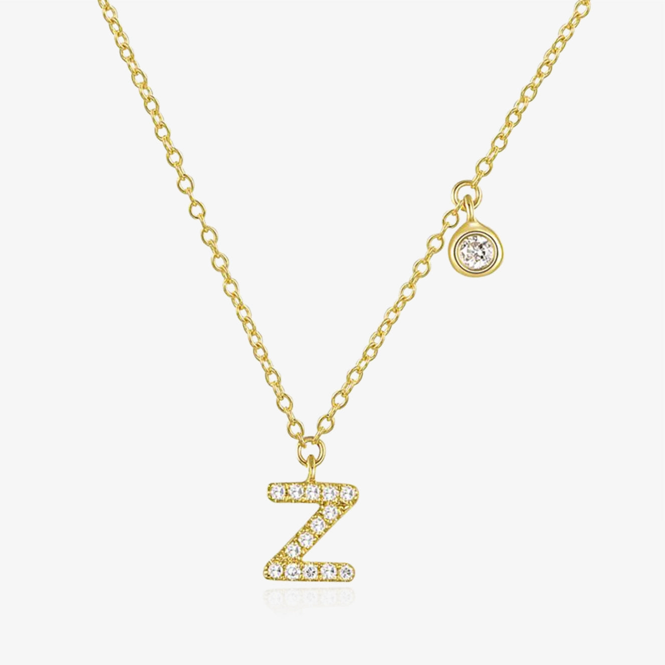 Diamond Initial And Bezel Necklace