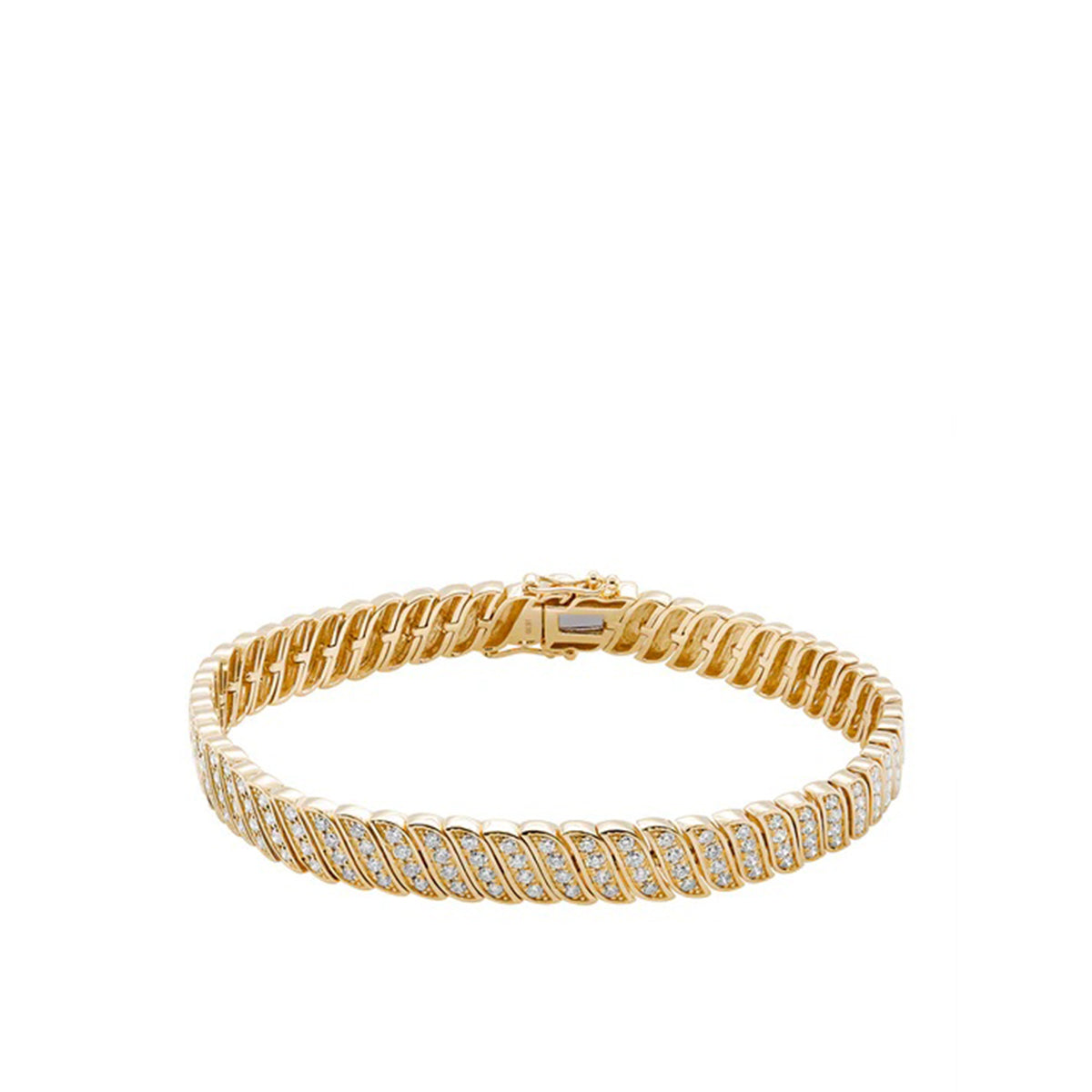 Pulsera trenzada de diamantes y oro