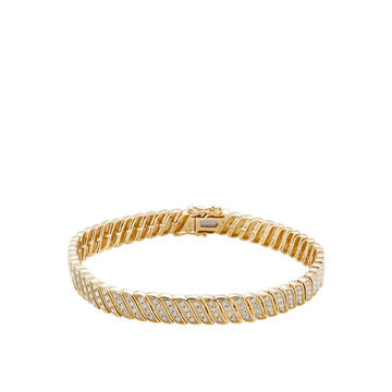 Pulsera trenzada de diamantes y oro