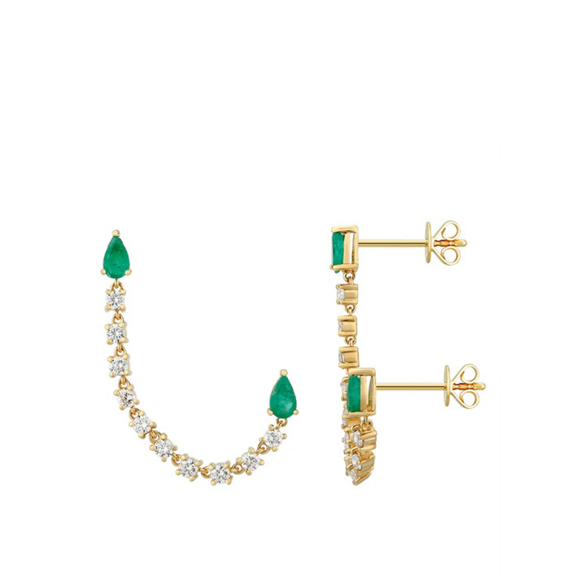 Double Pear Gemstone Connecter Earring