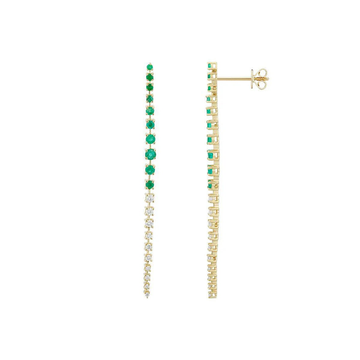Drop Gemstone and Diamond Earrings