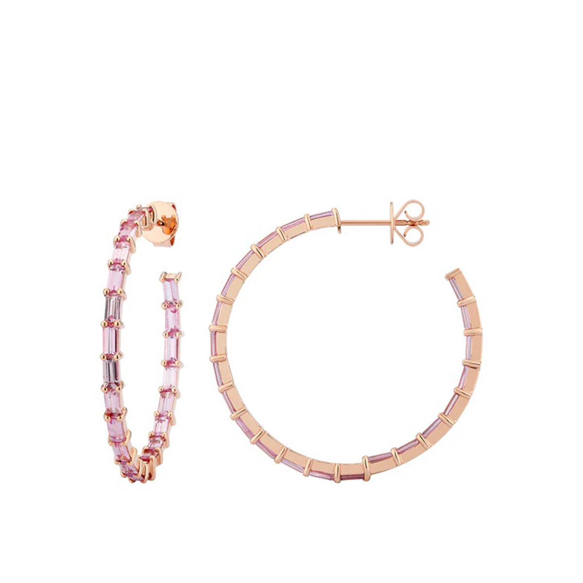 Gemstone Baguette Hoops
