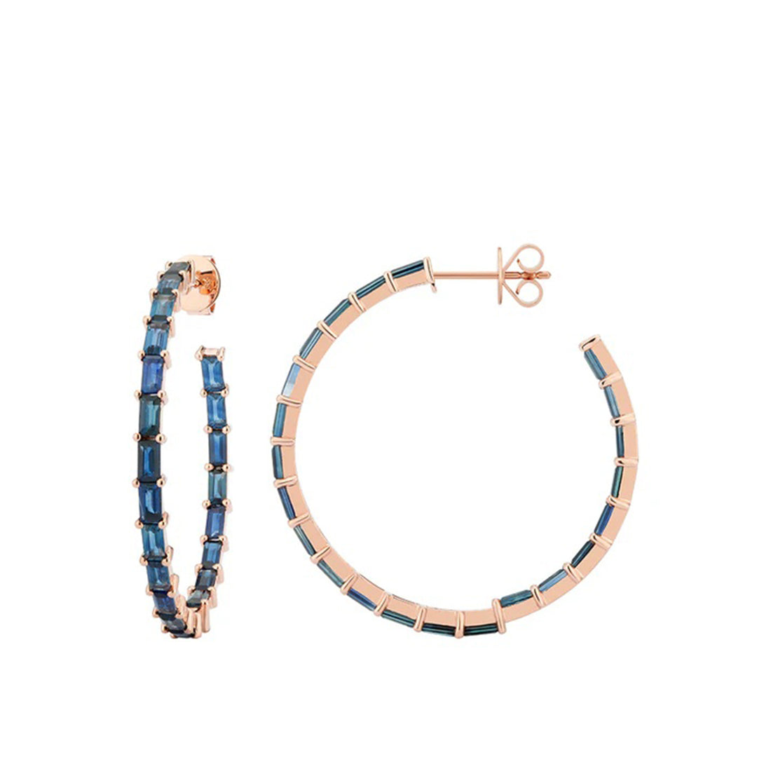 Gemstone Baguette Hoops