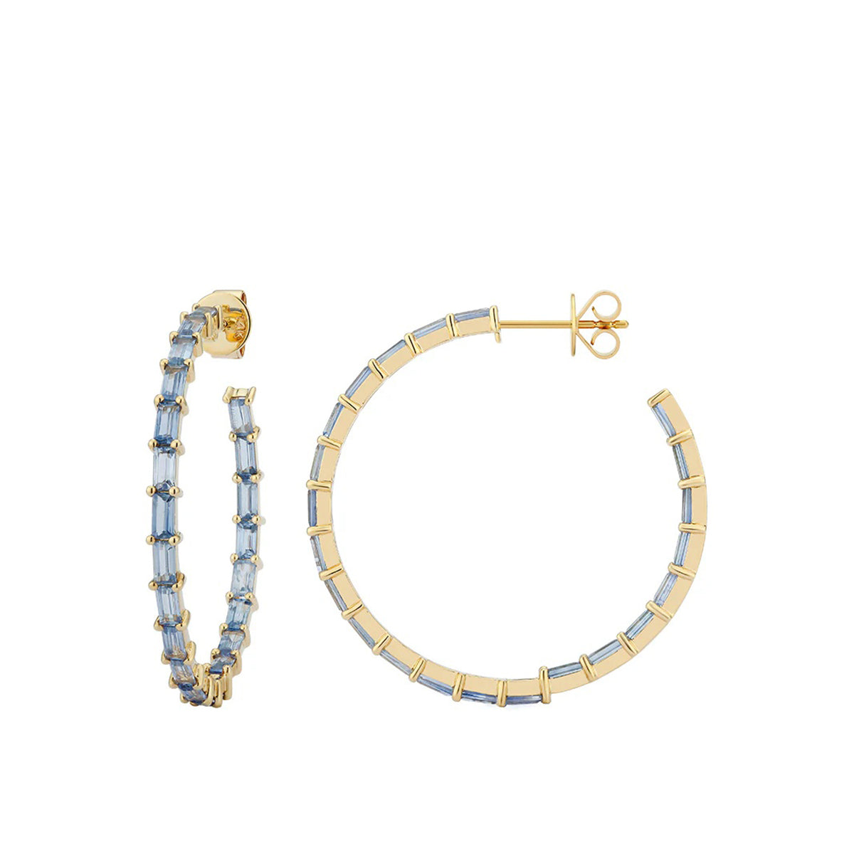 Gemstone Baguette Hoops