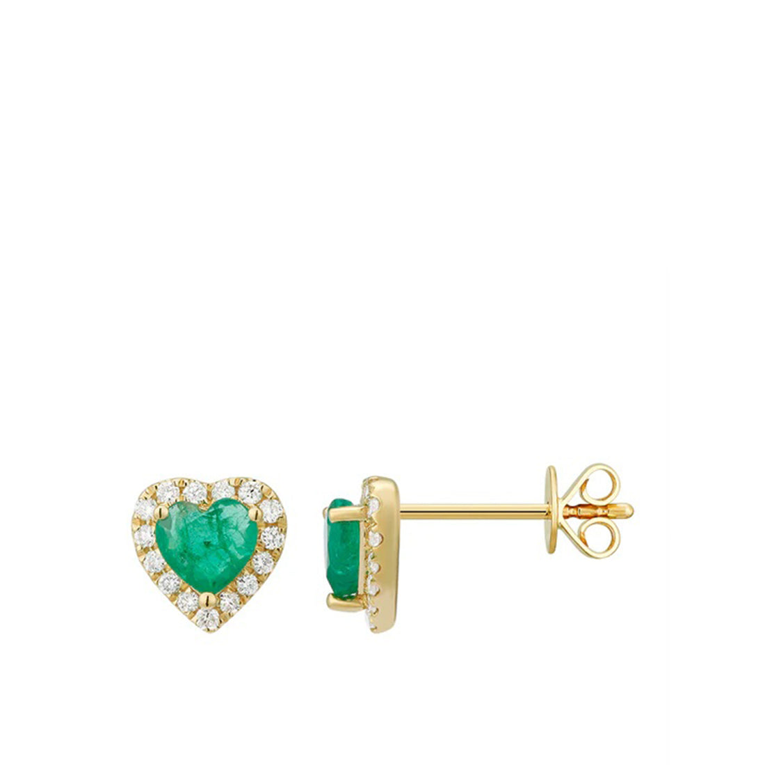 Gemstone Heart Diamond Outline Earrings