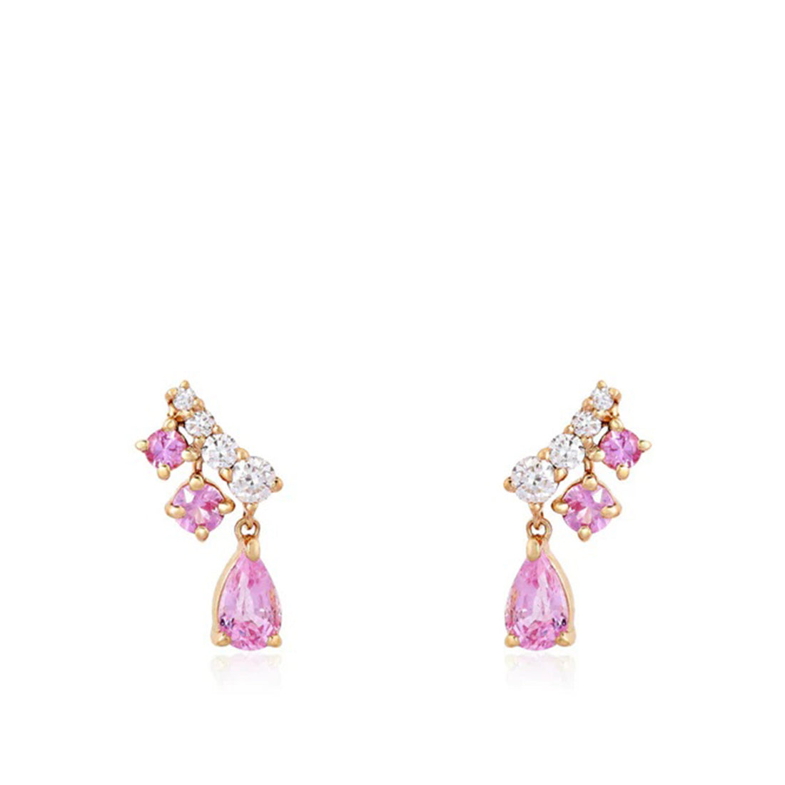 Pendientes de cóctel con forma de pera y piedras preciosas y diamantes