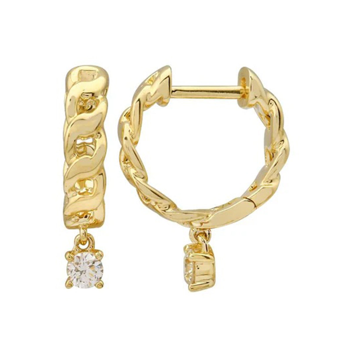 Gold Link Diamond Huggies