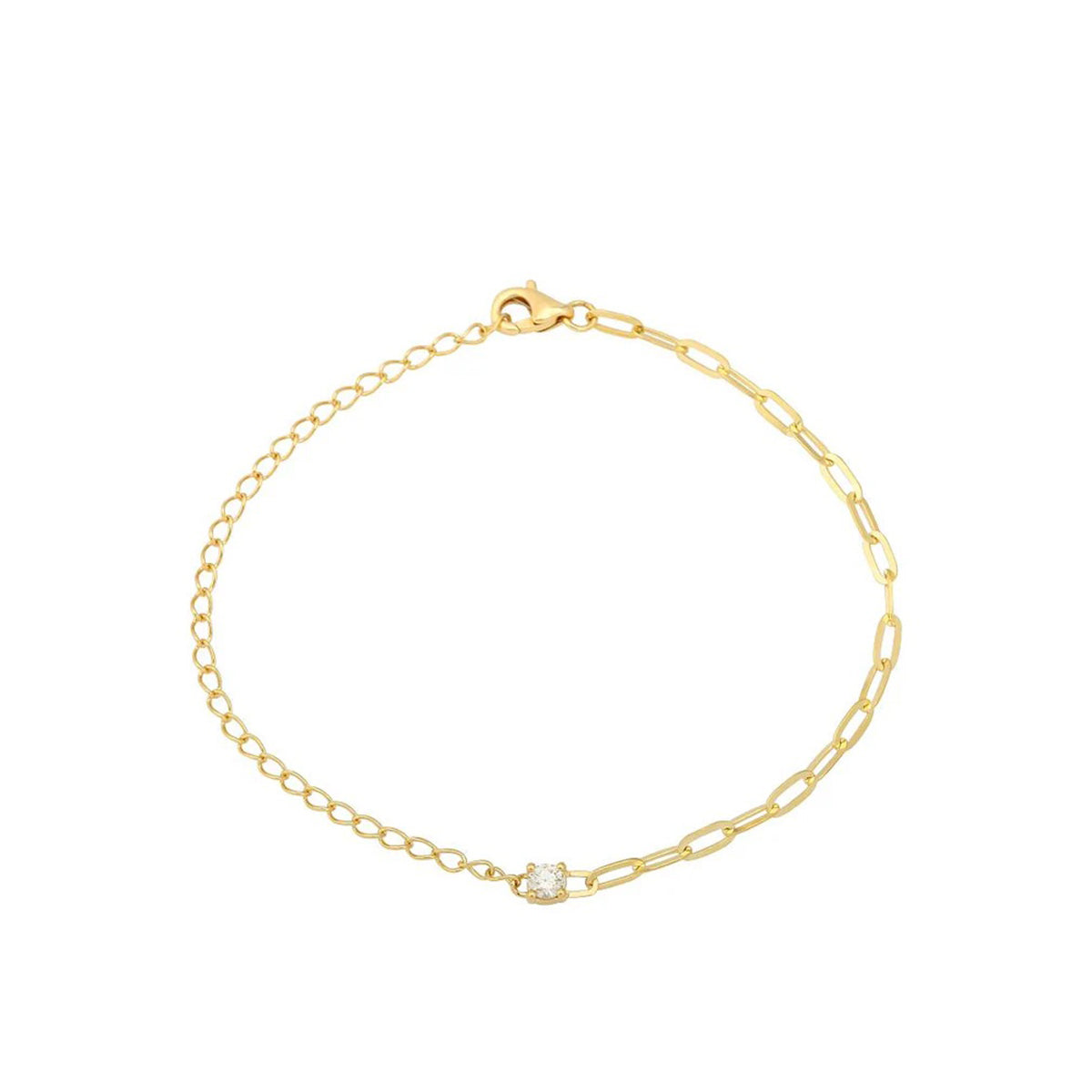 Gold Mixed Chain Gemstone Bracelet YG Diamond