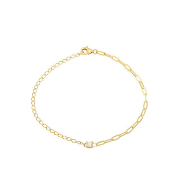 Gold Mixed Chain Gemstone Bracelet YG Diamond