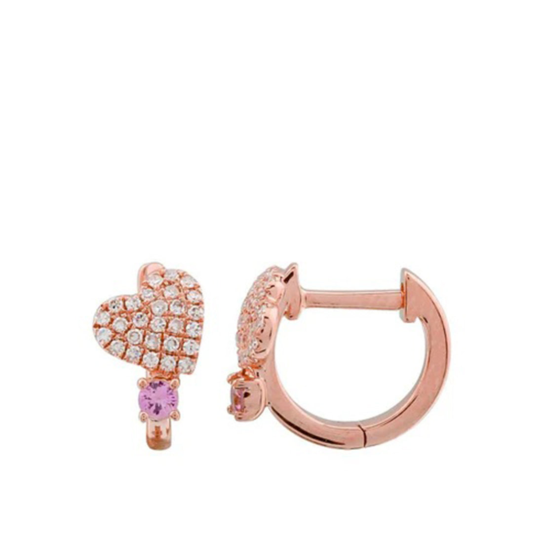 Pendientes Huggie con forma de corazón de diamantes