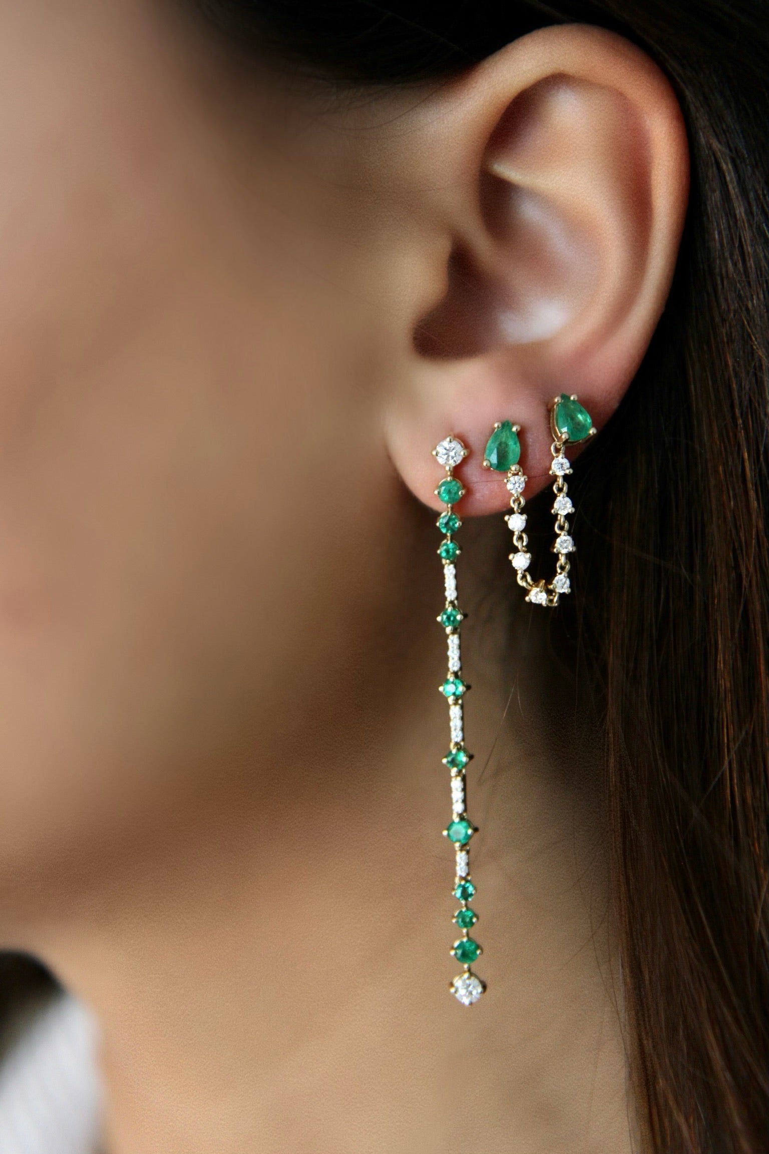 Double Pear Gemstone Connecter Earring