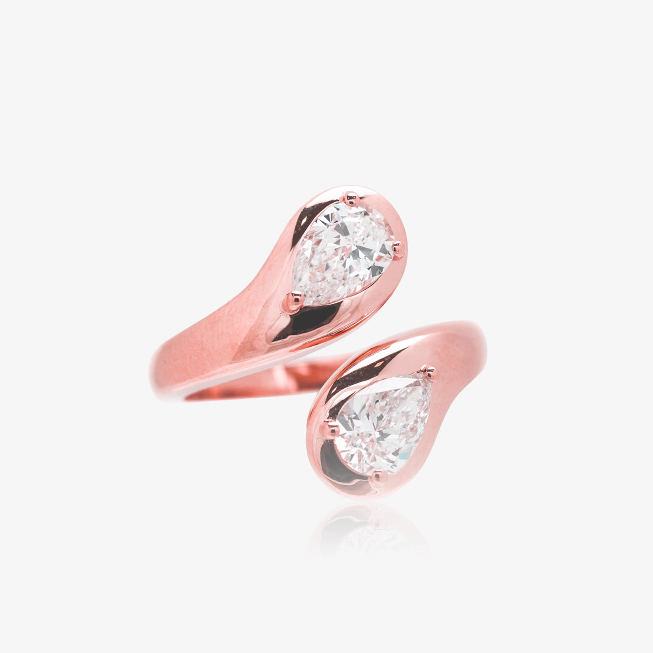 Lab Double Pear Swirl Ring