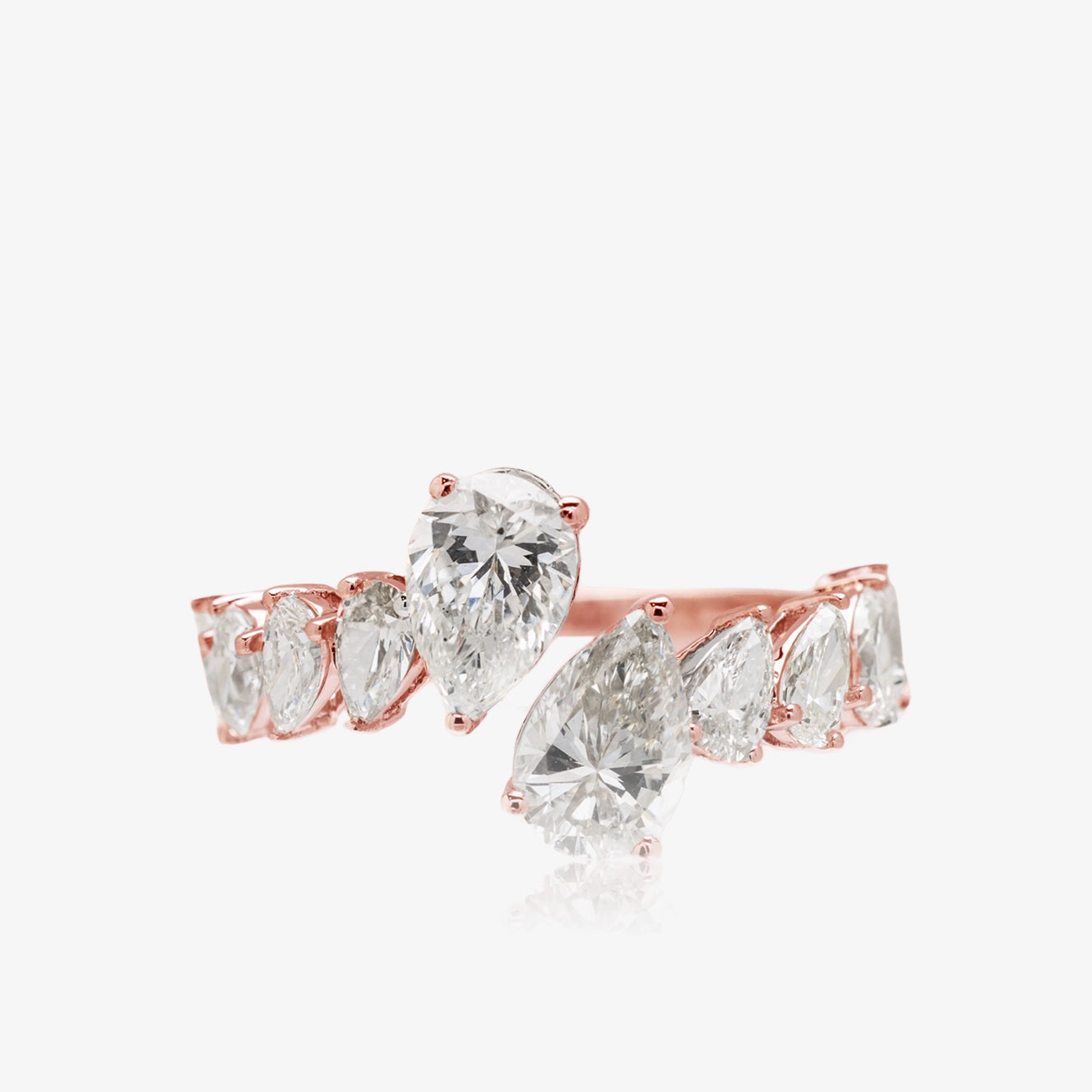 Lab Upside Down Pears Ring