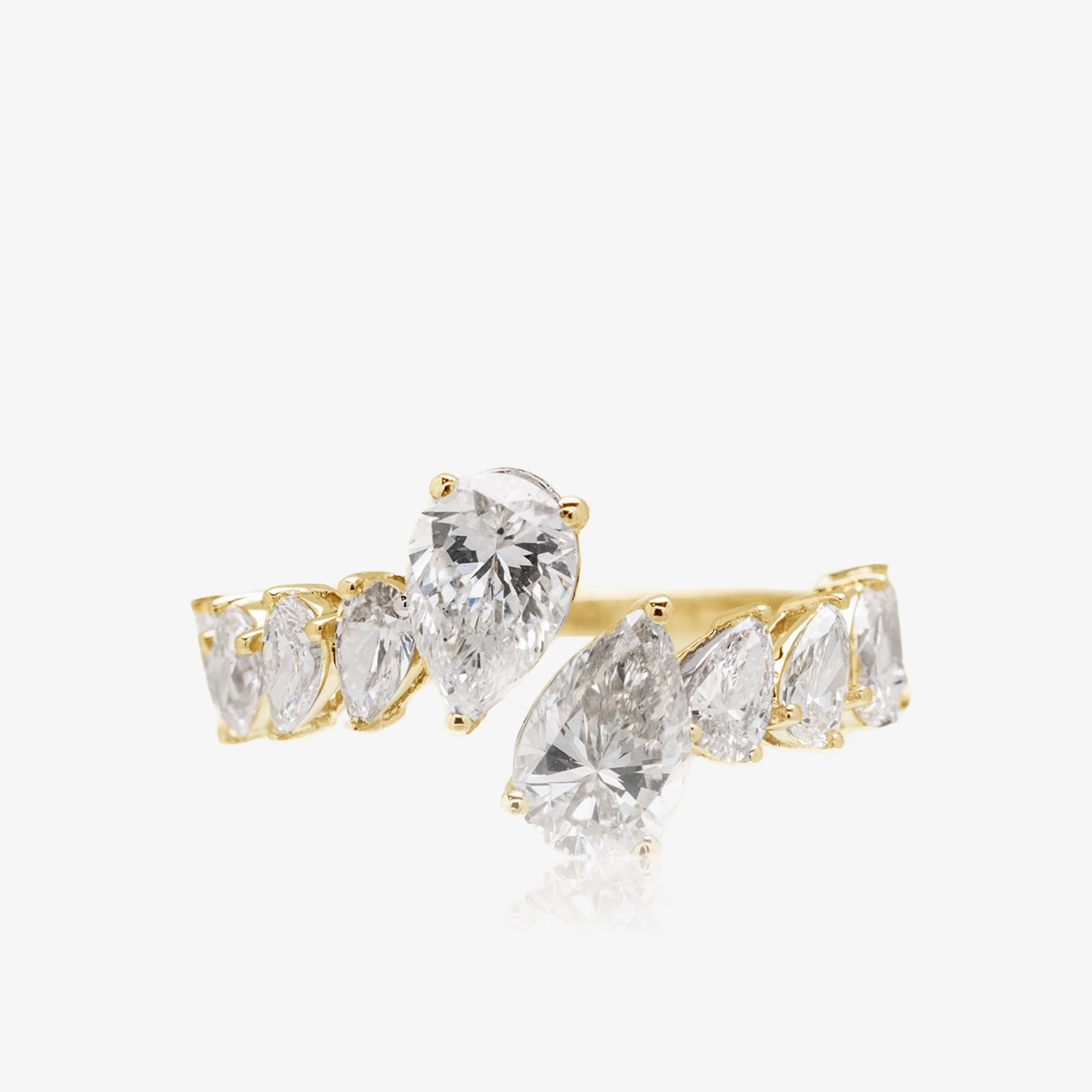 Lab Upside Down Pears Ring