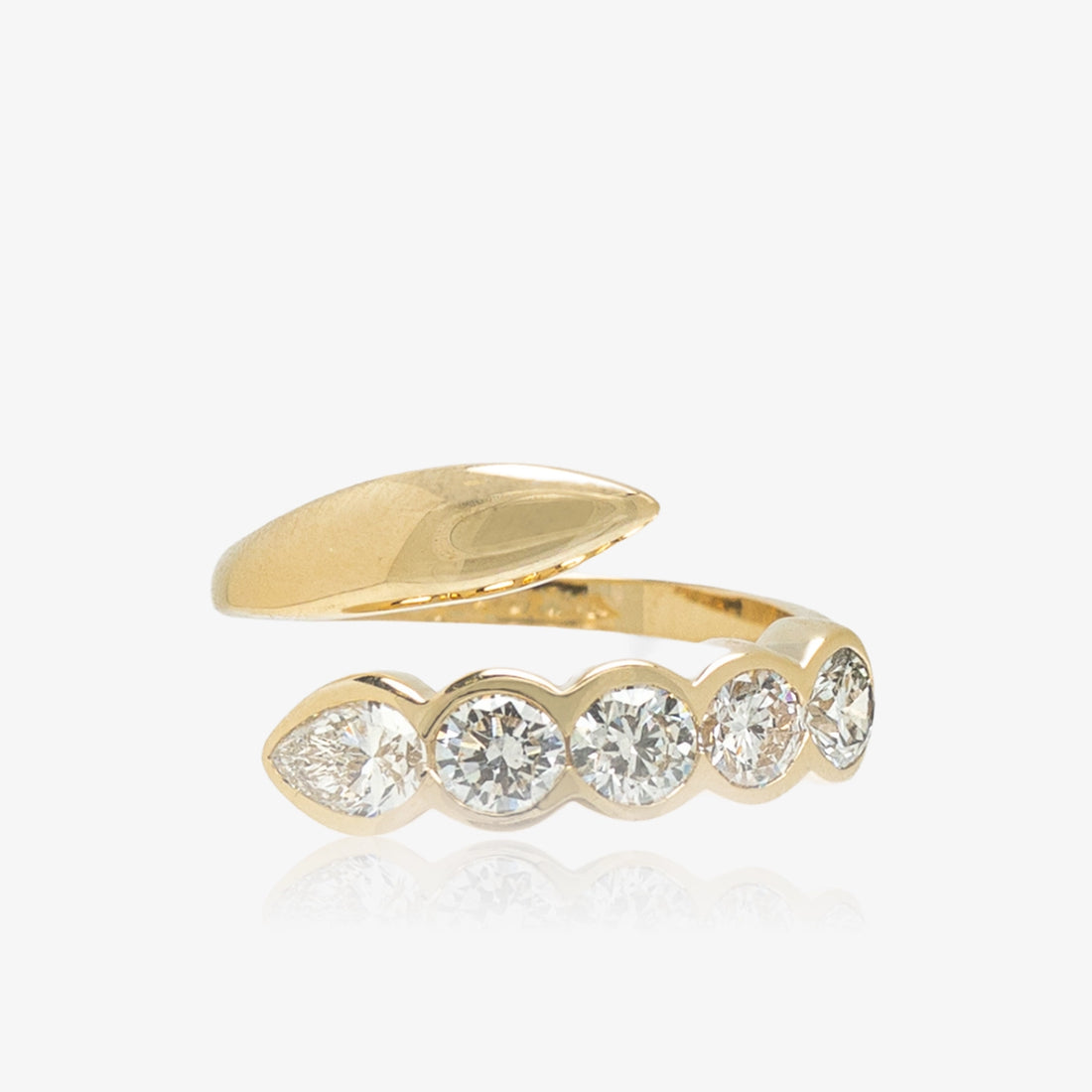 Lab Open Bezel Round and Pear Diamond Ring