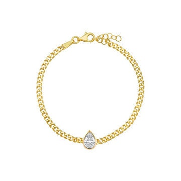Large Pear Diamond Cuban Bracelet