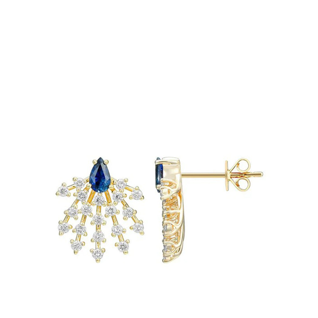 Pendientes modernos con piedras preciosas y diamantes 