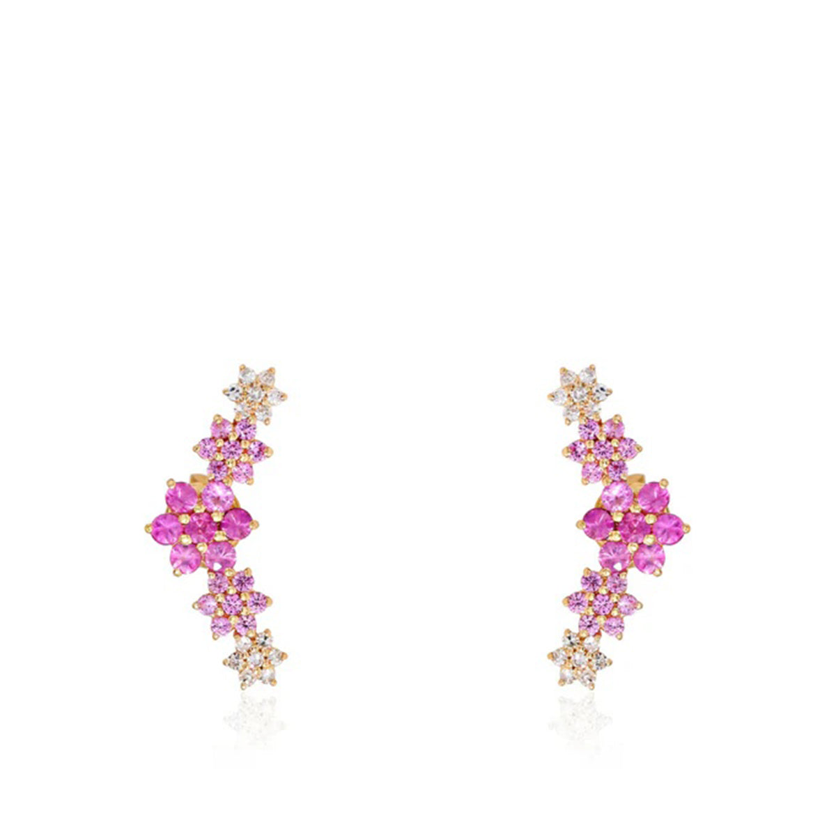 Pink Ombre Flower Crawlers Earrings