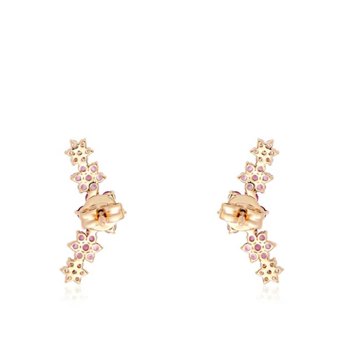 Pink Ombre Flower Crawlers Earrings