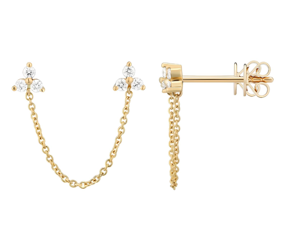 Pendientes de conector de triple diamante individuales