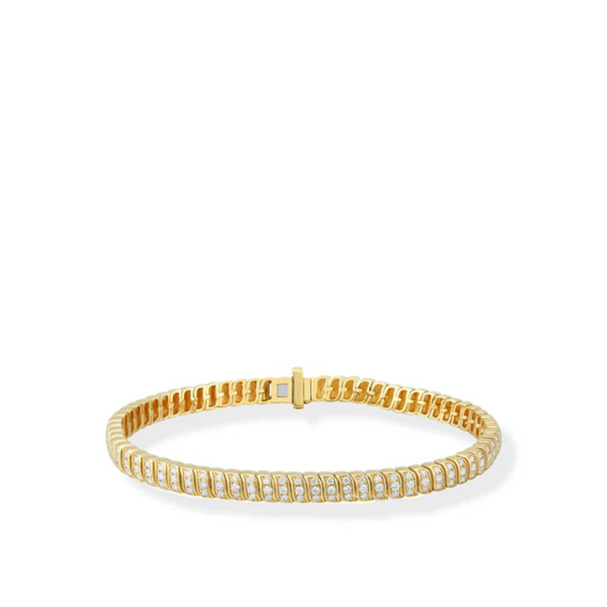 Thin Half Diamond Gold Braid Bracelet
