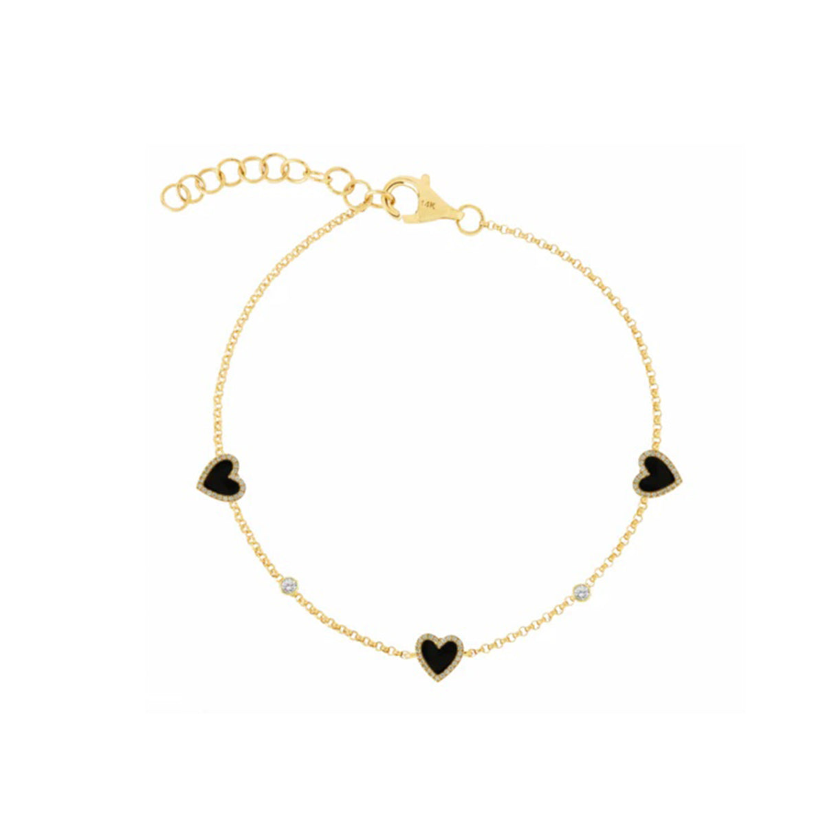 Three Gemstone Heart Bracelet